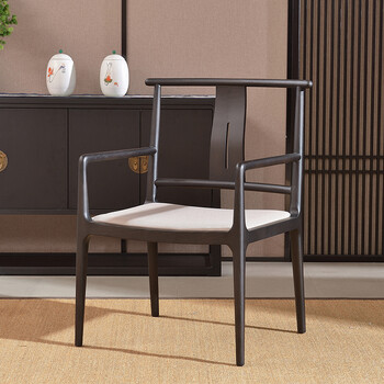 日月与卿新中式座椅家用椅子茶椅实木圈椅扶手靠背椅洽谈椅单人书椅