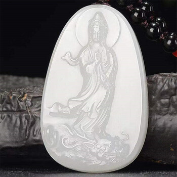 玉妃颜和田玉吊坠新疆和田羊脂白玉观音男士玉牌吊坠玉石玉坠挂件项链