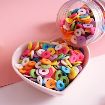 切片彩糖星星糖花朵爱心五角星圆心型装饰压片糖果 圆空心切片99g克