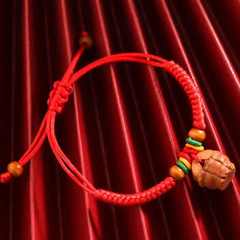 梦逸红绳手链男女本命年编织桃篮桃核五彩绳手工小礼品 金刚结精品桃