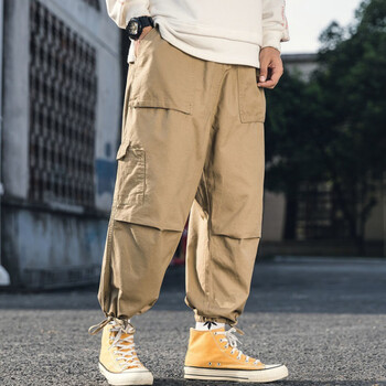 休闲裤工装裤秋季宽松直筒男士阔腿束脚裤九分休闲灯笼裤发小脚裤潮
