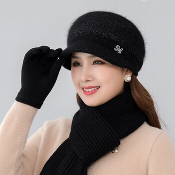 妈妈冬天戴的帽子中老年人女秋加厚保暖帽奶奶兔毛线针织洋气棉帽防寒