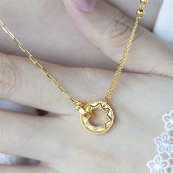 煜庆嘉年梦幻小太阳环环相扣项链女k金小众轻奢七夕情人节礼物送男女