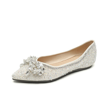 晴裴孕妇新娘平底礼服鞋水钻女鞋闪闪蝴蝶结仙女鞋温柔单鞋子主婚纱婚