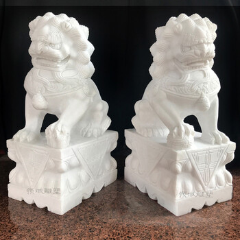 石狮子青石家用看门门口摆件汉白玉小石狮子庭院小号石雕 汉白玉高度