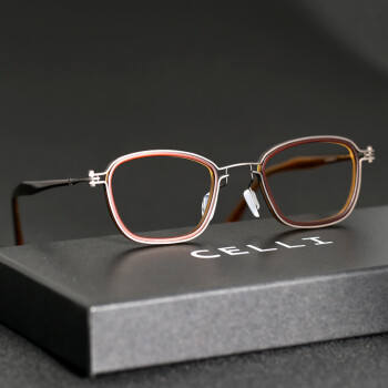 CELLI 日系手造超轻纯钛眼镜框男设计师眼镜女个性眼镜架可配近视镜架 枪啡色 (防雾防蓝光双效)定制1.61折射率