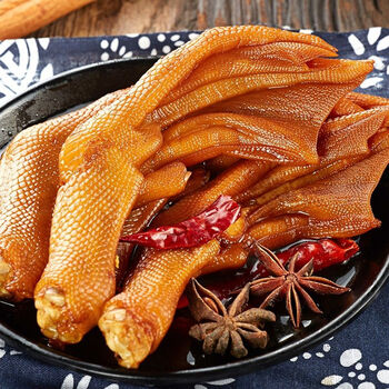 鸭爪福建龙岩泡鸭爪卤味60只鸭掌泡椒鸭爪10只泡爪下洋土楼鸭掌卤味