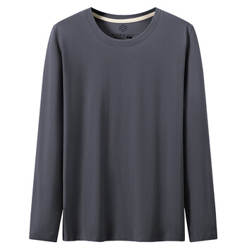 穿潮胸标秋衣打底衫百搭帅气男士男生显高显瘦男式铁灰色s建议8095斤