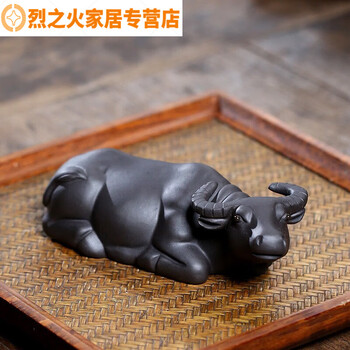 abdt茶宠卧牛喝茶小摆件雕塑居家茶桌茶台精品可养紫泥