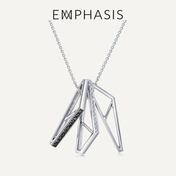 EMPHASIS艾斐诗M「冠」系列几何18K金黑钻石(处理)项链套链90415U