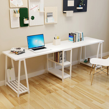 儿童学习桌双人写字桌双人电脑桌经济书桌书架家用学生写字桌学习桌