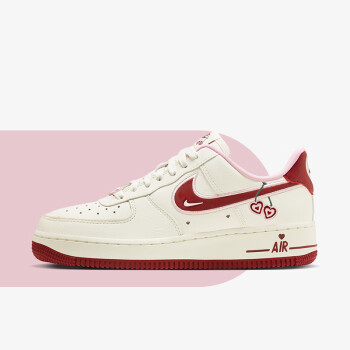 nike耐克air force 1 low空军一号白粉红樱桃情人节 女款低帮休闲板鞋