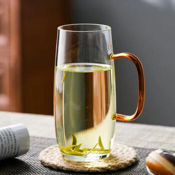 今诩带把玻璃杯绿茶杯办公室水杯耐热家用茶杯专用龙井猴魁泡茶杯品德