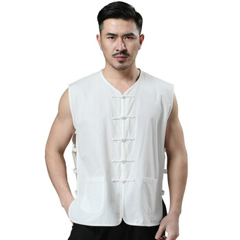 途中雨上衣唐装马甲男中式马褂夏季中国风老头衫盘扣汗衫中老年背心b