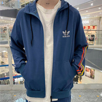 阿迪达斯 (adidas)三叶草运动外套男女秋季纯棉开衫连帽上衣春秋款