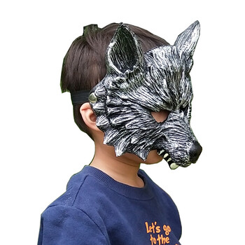 六一儿童节万圣节狼头面具 化妆舞会表演面具 环保pu软胶狼人老虎动物