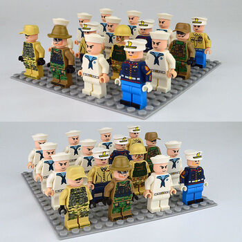 乐高积木玩具军事人仔警察特种兵吉普车小人儿童益智拼装玩具 海军16