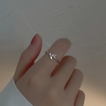 igiftfire千纸鹤戒指女s925银轻奢简约设计感指环食指开口戒镀白金色