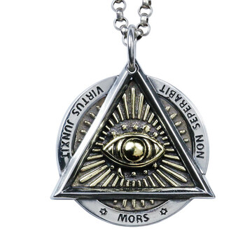 珀芙诺个性潮人气质欧美复古925银饰品银项链全知之眼男士女生配饰