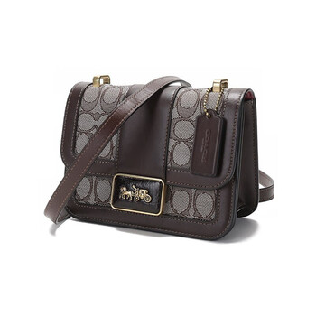 蔻驰 coach 女士专柜款拼色单肩斜挎小包 c3760 褐色小号