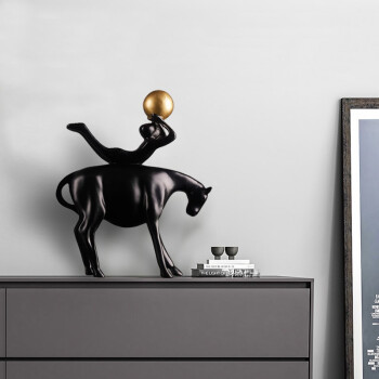 集思美 新中式现代抽象马摆件创意家居客厅玄关电视柜办公室桌面摆设 黑色8711款