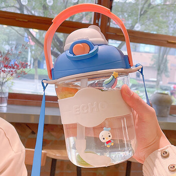 sztaa运动水壶便携户外儿童水杯奶茶吸管杯直饮幼儿园茶杯上学专用