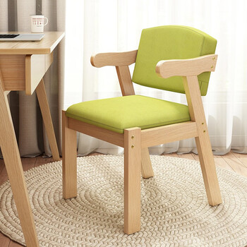 耐家naijia实木餐椅电脑桌椅简约休闲靠背椅学生学习椅家用办公原木色