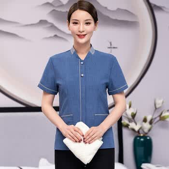 佐奴慕保洁服短袖女夏季酒店客房宾馆会所物业家政阿姨保洁工作服蓝色