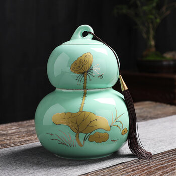 中国红福禄随行陶瓷葫芦茶叶罐中大号普洱花红绿茶包装密封罐定制