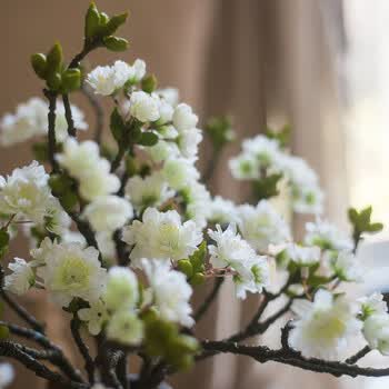 掬涵日本樱花花艺套装仿真花禅意中式日式北欧家居装饰摆件樱白单支高