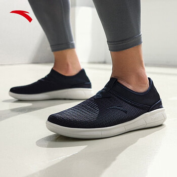 安踏一脚蹬男鞋2022秋季新款健步鞋男网面透气懒人开车鞋轻便防滑软底