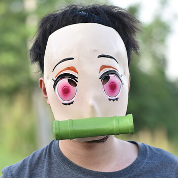 之助头套马头面具万圣节动漫角色cos聚会道具头套鬼灭之刃灶门祢豆子