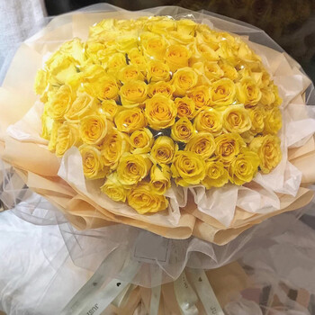 羽帛鲜花同城配送99朵黄玫瑰经典花束生日礼物纪念日求婚告白送女友