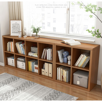 小米石书柜实木色置物柜客厅靠墙收纳小柜子储物柜矮书架置物架落地深