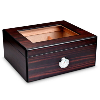 茄龙（CIGARLOONG）雪茄盒保湿醇香雪松木透明天窗内置加湿器约35支装 约50支装雪茄盒