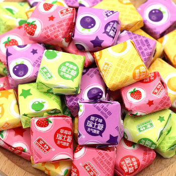 口味糖果软糖1斤约70颗散装喜糖休闲零食糖果 京特草莓味瑞士糖500g