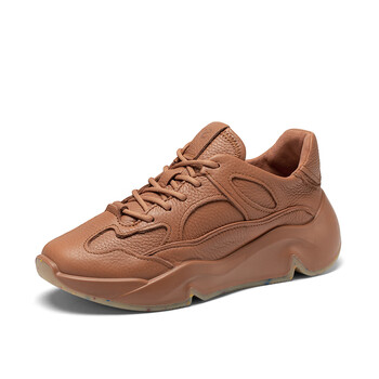 爱步ecco老爹鞋女厚底增高鞋休闲鞋运动鞋真皮情侣鞋潮趣203213南瓜棕