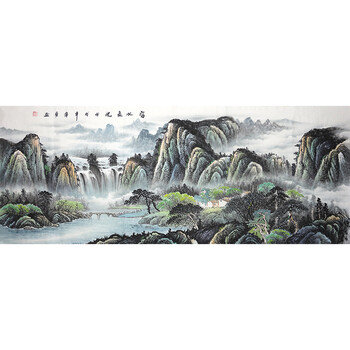 广西美协会员韦准富水长流水墨中国画山水画