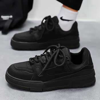 庄慕妍男鞋2023新款秋季黑色运动休闲板鞋男款帆布面包工作上班劳保鞋
