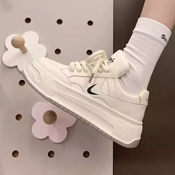 蕙星增高小白鞋松糕百搭小白鞋女春秋高级感厚底板鞋2024米白色38