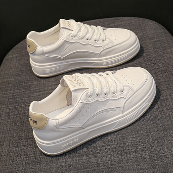 百丽踏品牌系列小白鞋女2024春秋季新款系带单鞋学生板鞋厚底运动休闲