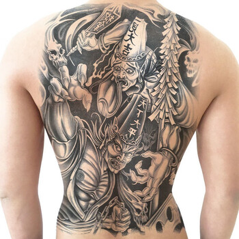 畅印满背后背纹身贴防水男女大图艺花旦美女性感仿真刺青花臂贴手套11号黑白无常满背 带4张半臂 图片价格品牌报价 京东
