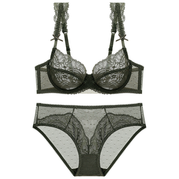 独吻 超薄款无海绵透明胸罩舒适透气蕾丝文胸女士性感内衣文胸套装