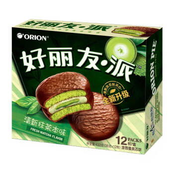 Orion 好丽友派 营养早餐点心零食 巧克力派 清新抹茶本味12枚432g/盒（新老包装随机发货）