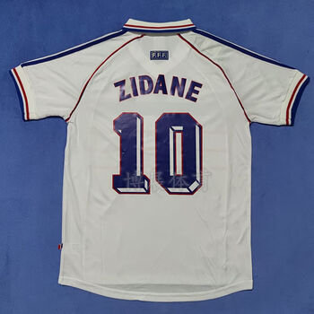 费格龙1998世界杯法国国家队客场球衣98复古足球服套装齐达内亨利队服