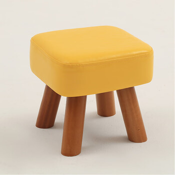创意客厅板凳儿童沙发凳皮凳换鞋凳茶几凳 新款仿皮方凳-黄色-25cm