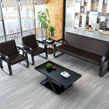 理发店沙发办公室沙发简约现代休闲接待室沙发三人座位会客商务沙发