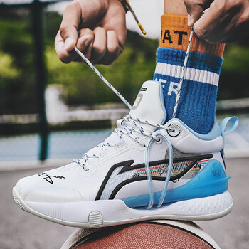 巴特勒战靴全城9实战训练鞋国潮透气防滑耐磨高帮鞋 闪击8-8899-白蓝