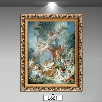 欧式仿真油画宫廷古典天使人物客厅卧室玄关挂画装饰画竖版过道 l661