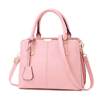 真皮质感包包女单肩斜挎包女士大容量母节礼物中年妈妈包手提包粉红色